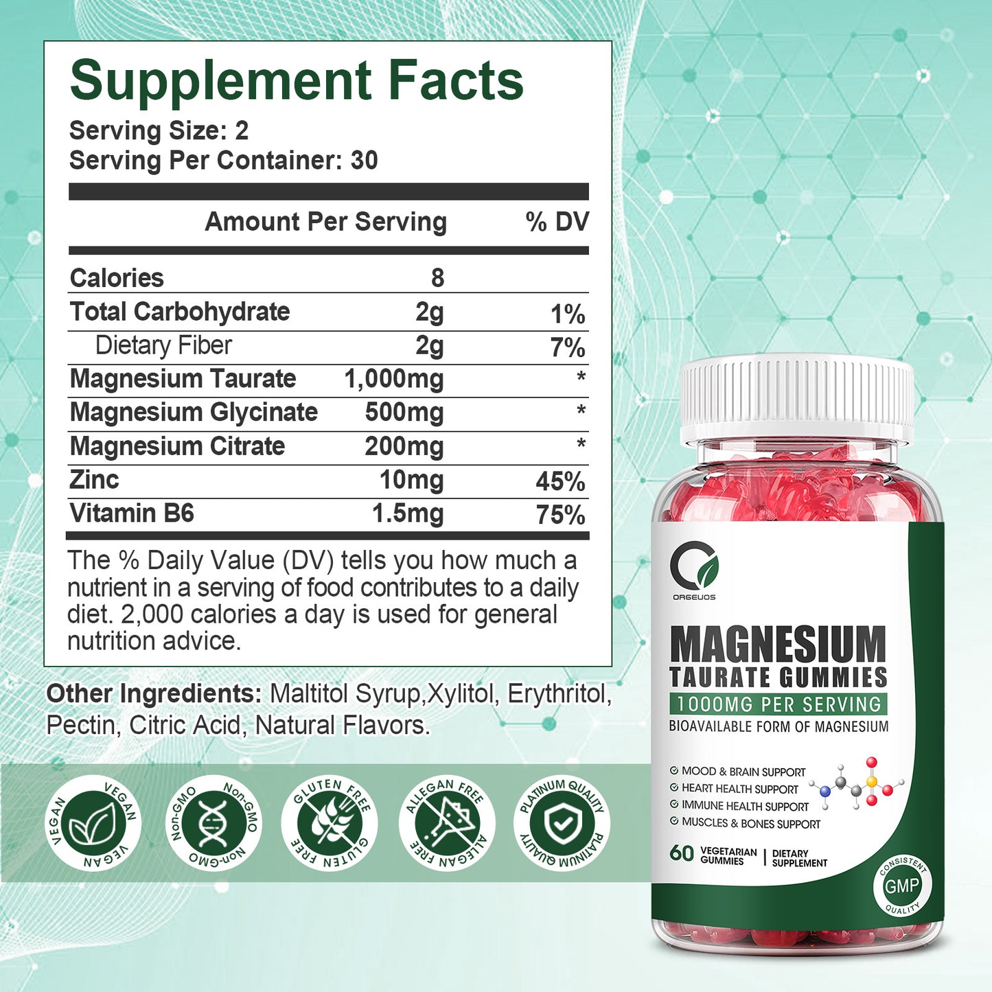 2 Packs Magnesium Taurate Gummies