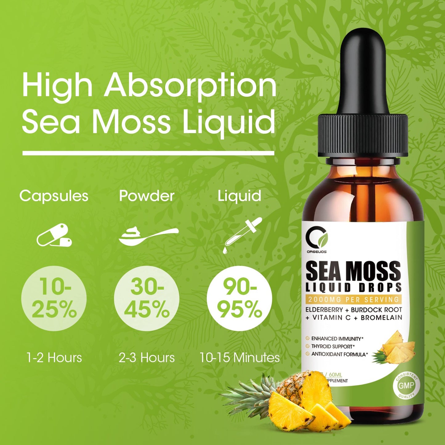 Sea Moss Liquid Drops-Pineapple Flavor