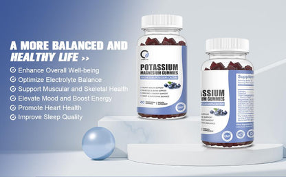 Orgeuos Potassium Magnesium Gummies with Potassium Calcium, Zinc, Vitamin Support Leg Cramps & Muscle & Heart Health