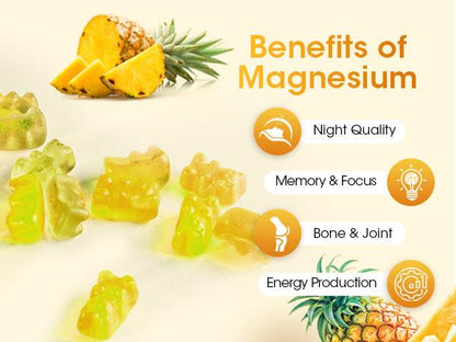 2 Packs Pineapple Flavor Magnesium Glycinate Gummies 500MG