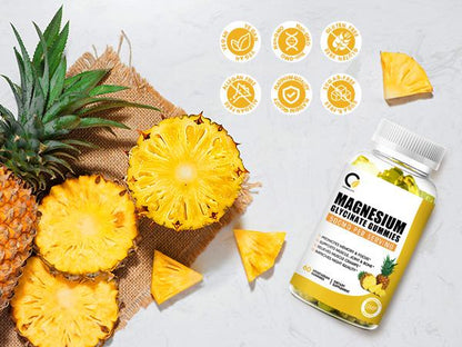 2 Packs Pineapple Flavor Magnesium Glycinate Gummies 500MG