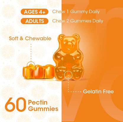 Orgeuos Vitamin C 1000mg Gummies for Adults & Kids Multivitamin with Zinc & Herbal Extracts for Immune & Collagen Support for Skin