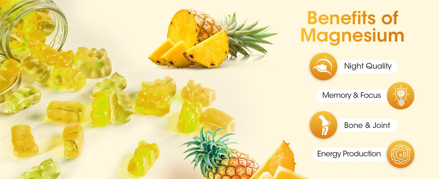 1 Pack Pineapple Flavor Magnesium Glycinate Gummies 500MG