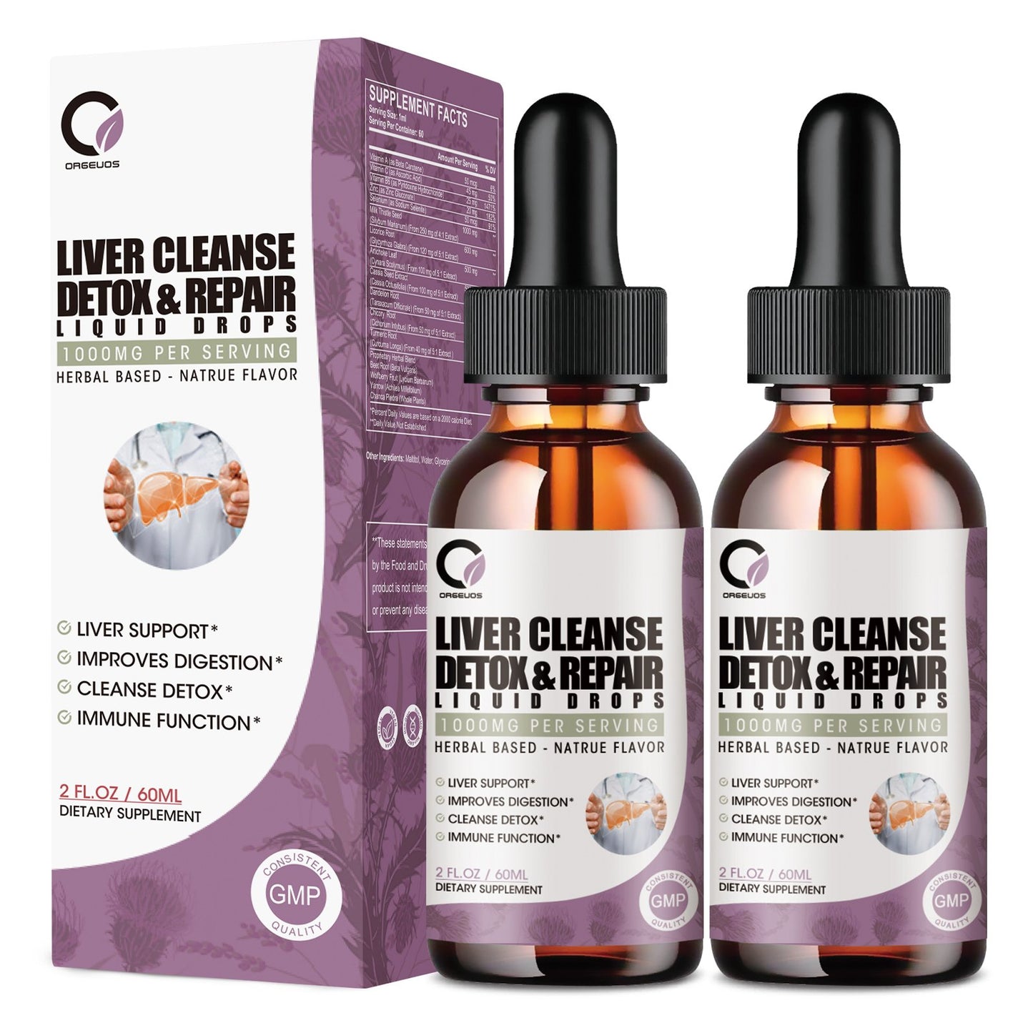 2 Packs Liver Cleanse Detox & Repair Liquid Drops