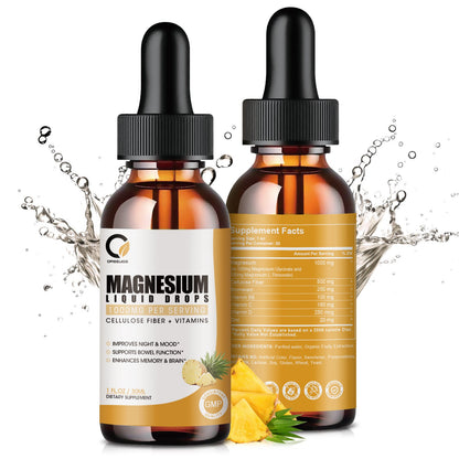 (2 Pack) Magnesium Glycinate Supplement Liquid Drops Dietary Supplement 1000MG Pineapple Flavor