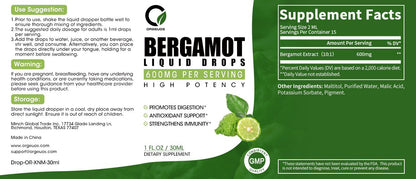 Orgeuos Citrus Bergamot 600MG Liquid Drops Dietary Supplement