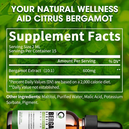 Orgeuos Citrus Bergamot 600MG Liquid Drops Dietary Supplement