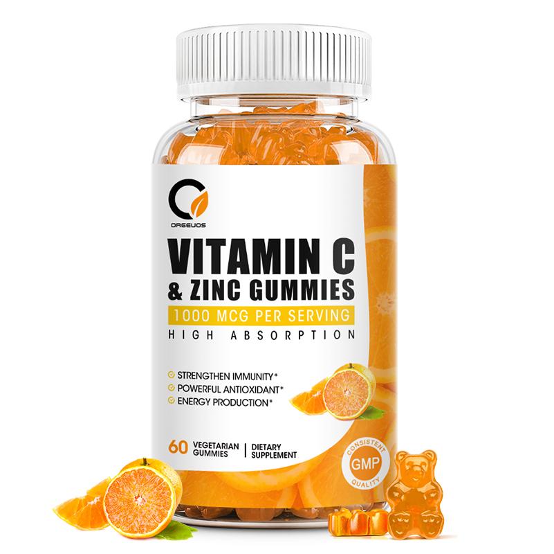 Orgeuos Vitamin C 1000mg Gummies for Adults & Kids Multivitamin with Zinc & Herbal Extracts for Immune & Collagen Support for Skin