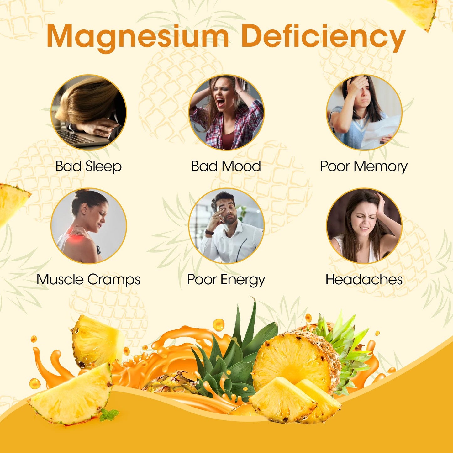 2 Packs Pineapple Flavor Magnesium Glycinate Gummies 500MG