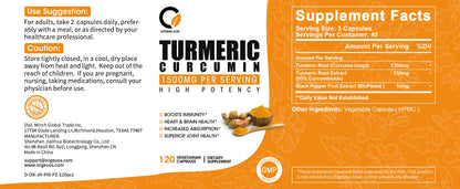 Orgeuos Coenzyme Turmeric Capsules 1500MG for Cardiovascular Support Relief Healthy Inflammation and Joint Pain