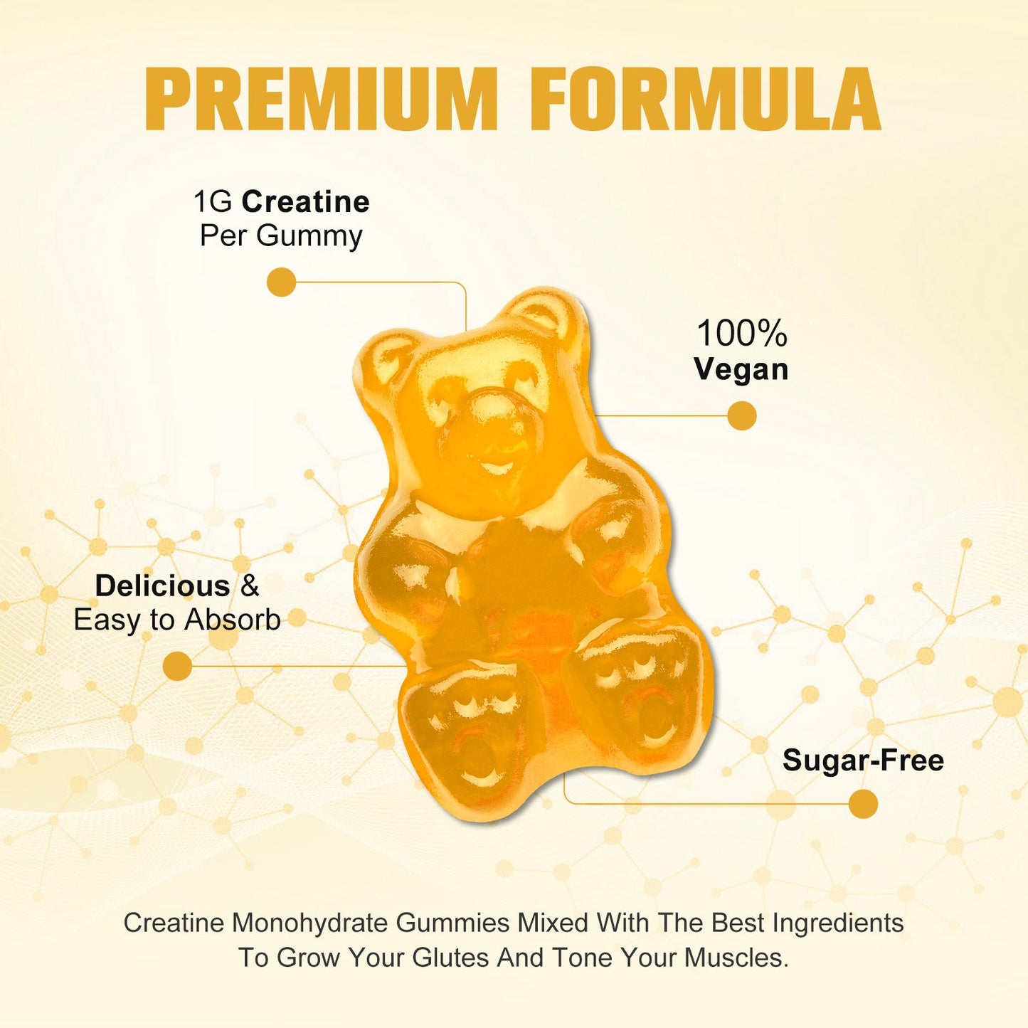 Monohydrate Gummies Pineapple Flavor