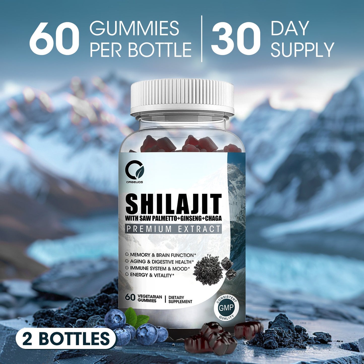 2 Packs Pure Himalayan Organic Shilajit Gummies