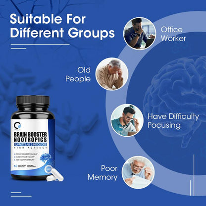 Orgeuos Brain Booster Nootropics With (Folic Acid, B6, B12) Enhance Memory and Improve Brain Function