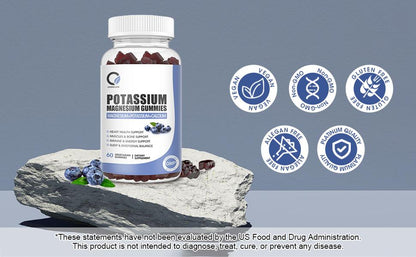 Orgeuos Potassium Magnesium Gummies with Potassium Calcium, Zinc, Vitamin Support Leg Cramps & Muscle & Heart Health