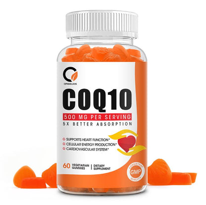 Orgeuos Coenzyme Q10 Gummies Supplement 500 mg for Heart Health, Energy, Antioxidants, Brain & Memory Health