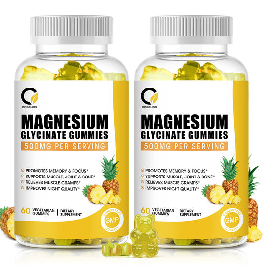 2 Packs Pineapple Flavor Magnesium Glycinate Gummies 500MG