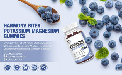 Orgeuos Potassium Magnesium Gummies with Potassium Calcium, Zinc, Vitamin Support Leg Cramps & Muscle & Heart Health