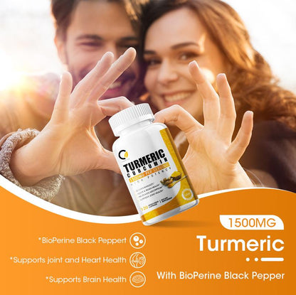 Orgeuos Coenzyme Turmeric Capsules 1500MG for Cardiovascular Support Relief Healthy Inflammation and Joint Pain