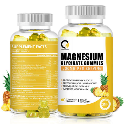 1 Pack Pineapple Flavor Magnesium Glycinate Gummies 500MG