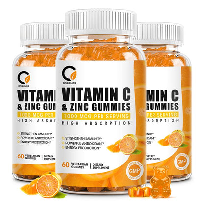 Orgeuos Vitamin C 1000mg Gummies for Adults & Kids Multivitamin with Zinc & Herbal Extracts for Immune & Collagen Support for Skin